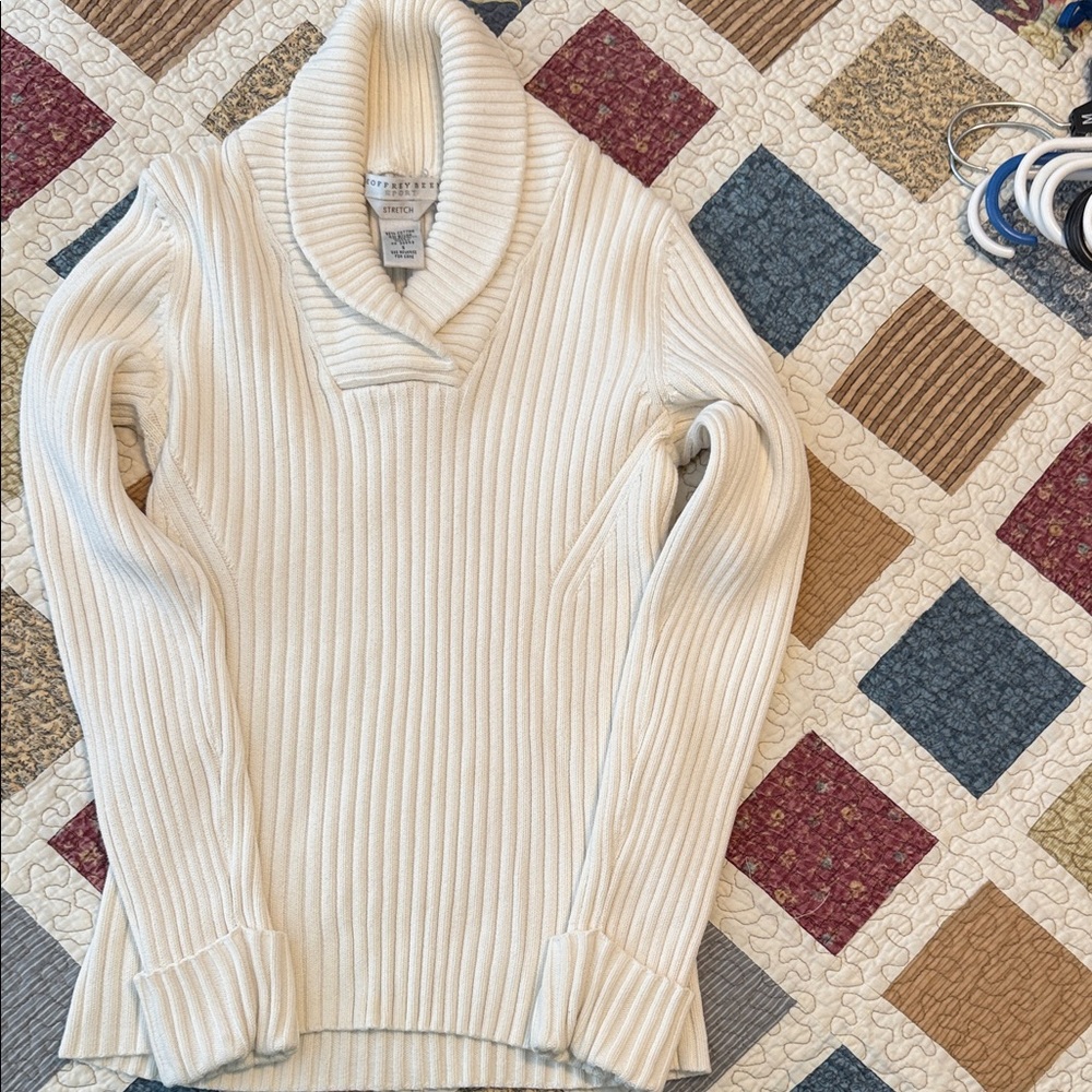 Geoffrey Beene White Cowl Neck Sweater